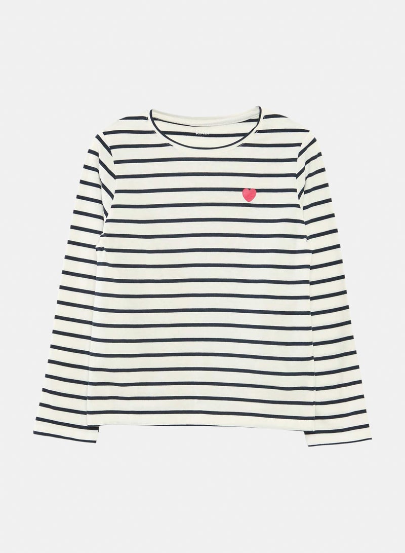 Kiabi Striped Long-Sleeved T-Shirt With Round Neck - Image 1